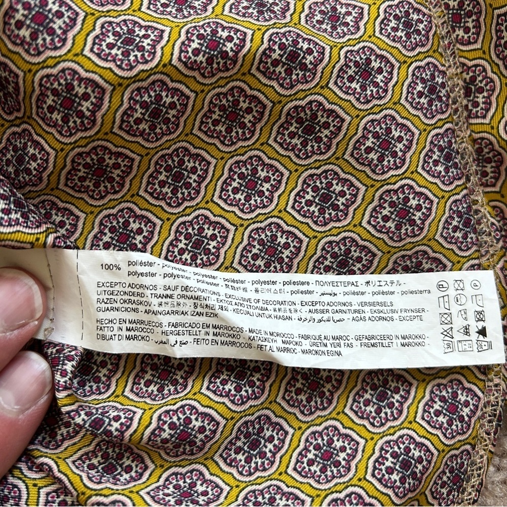 Zara Brown Patterned Button-Up Geometric Patterned Pajama Top Blouse Size Medium - Picture 9 of 11